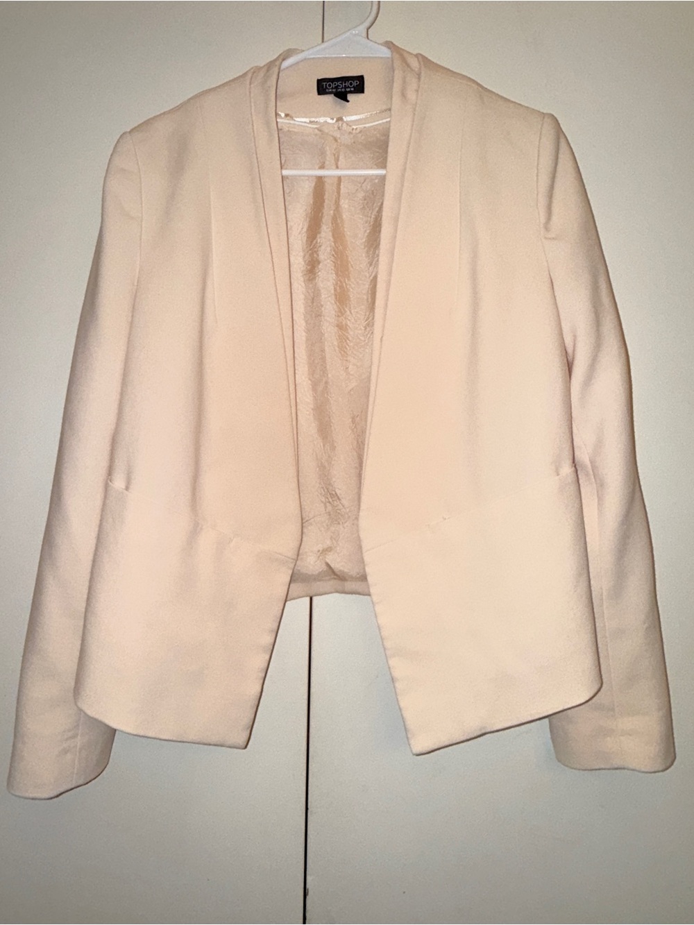 Topshop Light Cream Open-Front Blazer
